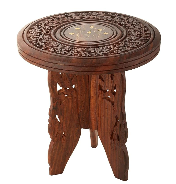 Hand-Carved Sheesham Wooden Stool [ FOLDABLE ]