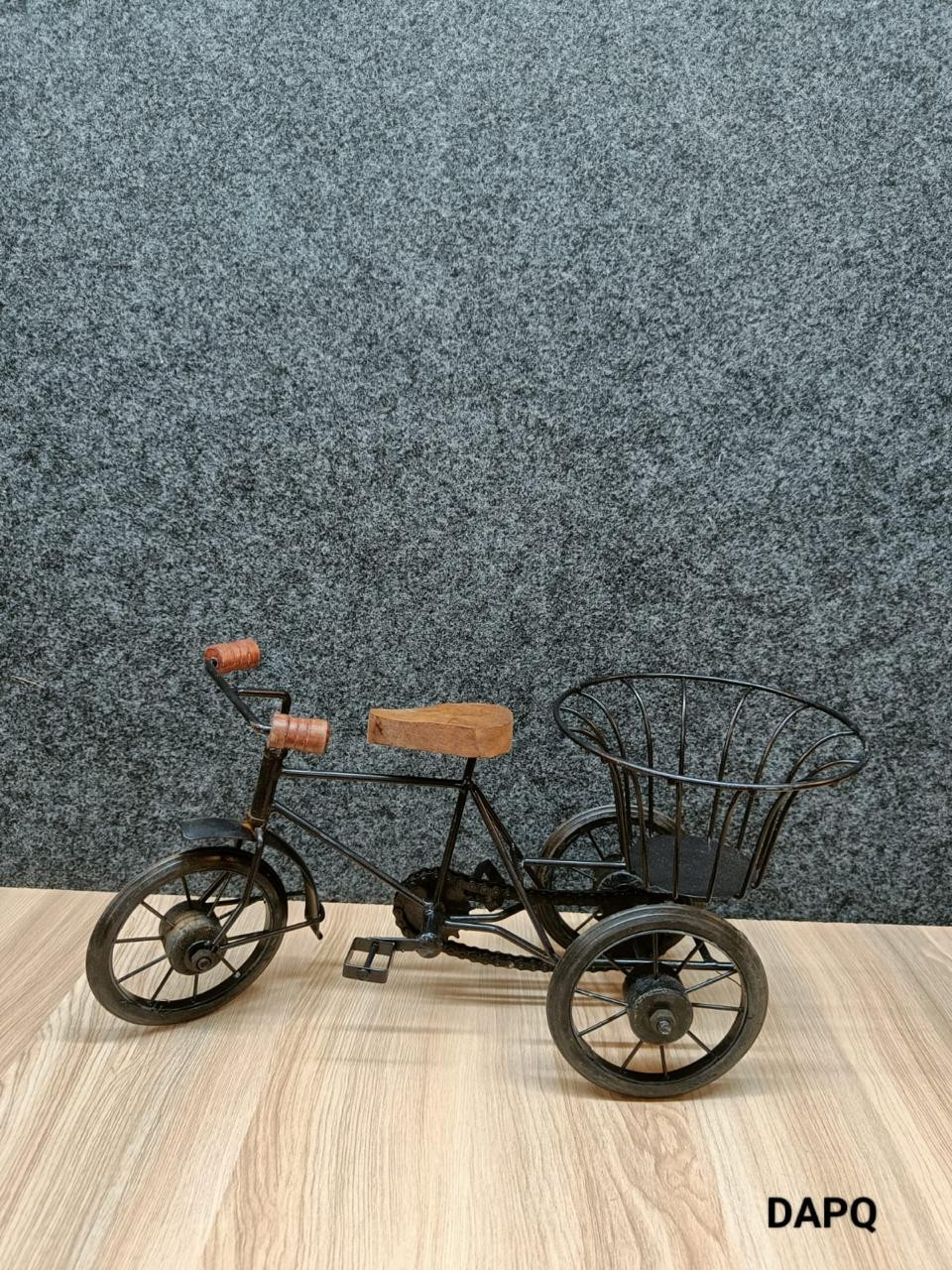 Handcrafted Metal Cycle Décor Showpiece with Basket
