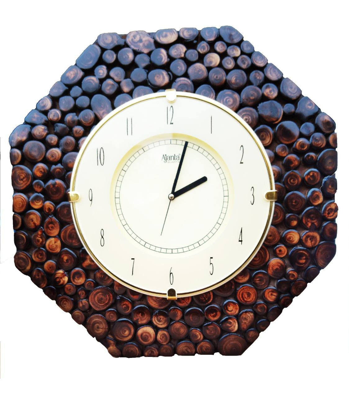 Handcrafted Octagonal Wooden Wall Clock