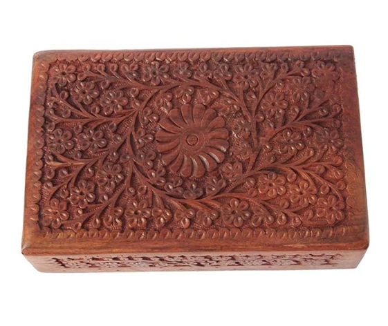Hand-Carved Wooden Sheesham Keepsake Boc