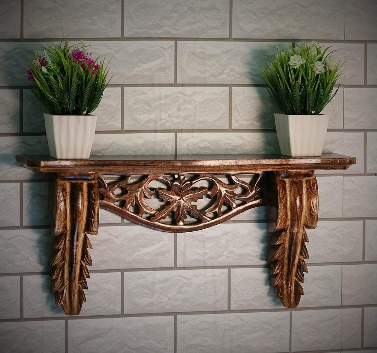 Handcrafted Wooden Carved Wall Shelf
