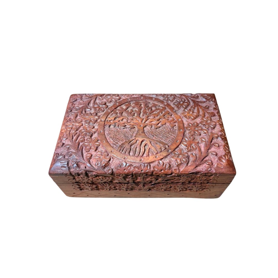 Hand-Carved  Sheesham Wood Storage Box